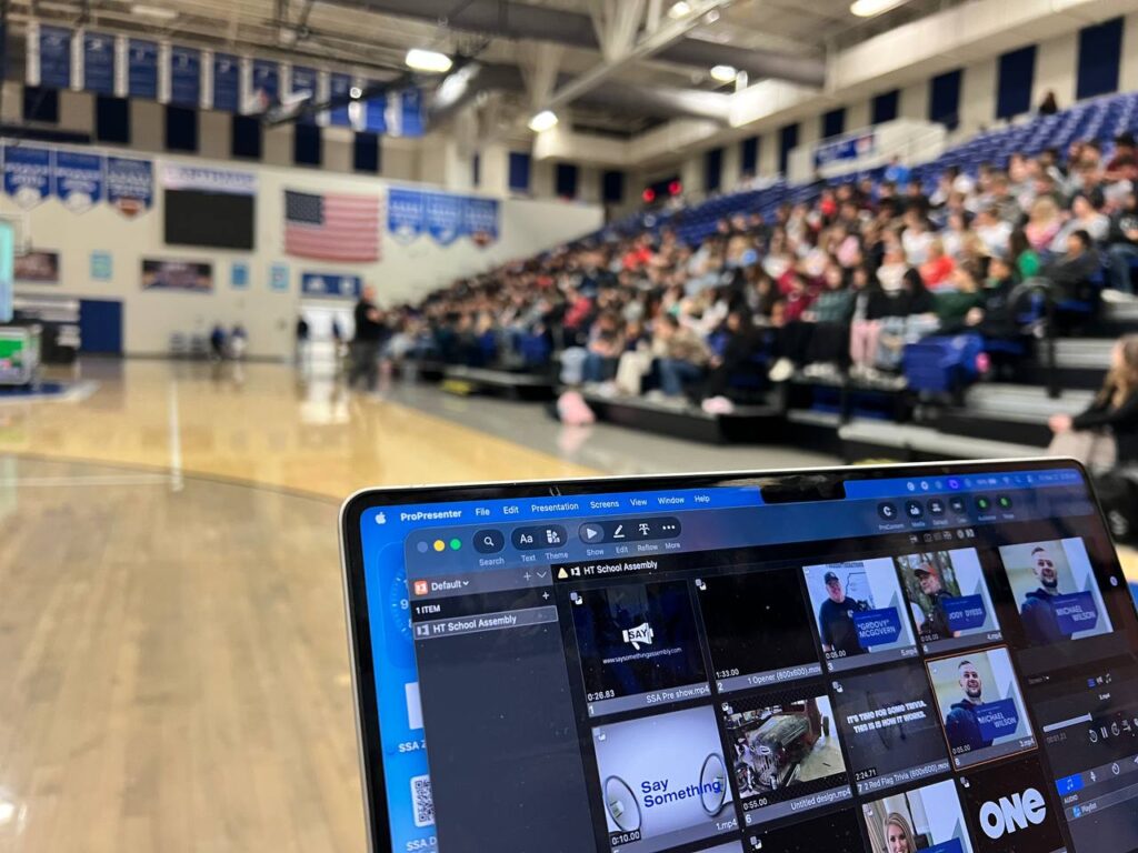 Say Something Online Academy prevention education presentation for a large audience.